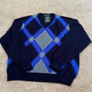 New! House of Carrington Mens XL cashmere argyle sweater.